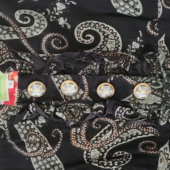 Vintage Anthropologie Le Shack Paisley Trench Military Coat Bow Tie Waist Size 4 - Picture 3 of 7